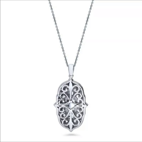 New 3Pc White Gold Cubic Zircon Necklace/ER Set - Picture 4 of 12